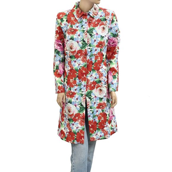 Frances Valentine Rose Garden Balmacaan Coat Jacket Printed Long Sleeve S 279915 - Picture 7 of 11